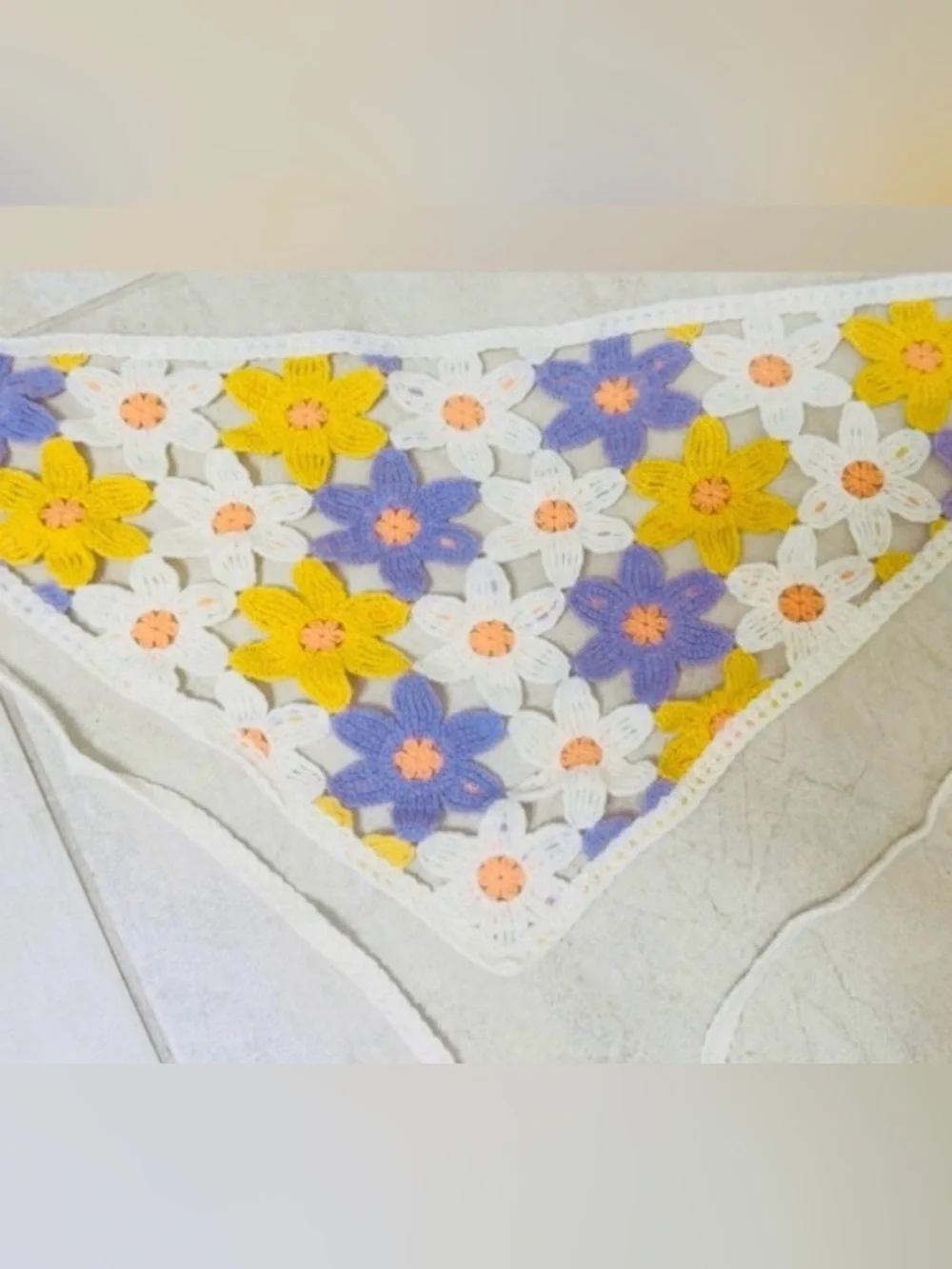 Anthropologie Floral Crochet Hair Scarf